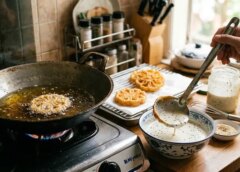 Membuat Kembang Goyang Tanpa Cetakan Besi Hanya Menggunakan Sendok Sayur